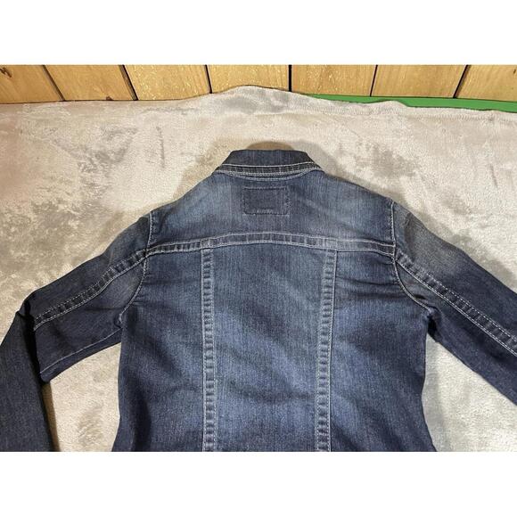 TRUE RELIGION Denim Trucker Jacket Blue Denim Jean Snap Button Sz XS Woman Logo - Picture 12 of 16